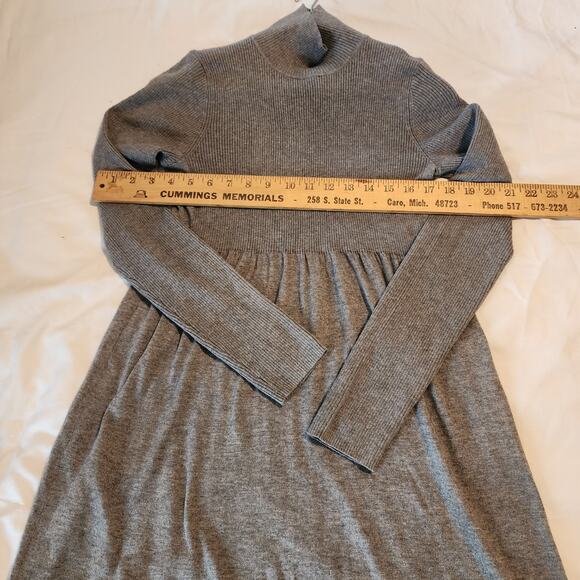 Magaschoni Medium Cashmere/Silk Blend Mock Neck Grey Sweater Dress Long-Sleeved - Picture 5 of 11